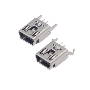 Prise femelle Mini USB 5 broches, options de broches droites/à angle droit, verticale 180° °   Connecteur de type T à montage traversant - Product Image 1