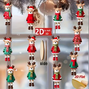 YODA Nouveaux 12 Pendentifs en Bois Renne de Noël Style Américain Décorations de Noël Chinoises pour <span class=keywords><strong>la</strong></span> Maison à Suspendre avec Corde - Product Image 1