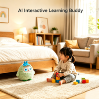Pädagogisches KI-Spielzeug App-gesteuerte Plüschpuppe mit Sprechfunktion und Dynamischen Augen STEM-Lernroboter als Geschenk für Kinder