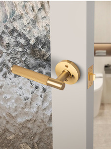 Brass <strong>Door</strong> Handle Factory Direct Sales Knurled Interior Privacy Antique Brass Entry <strong>Door</strong> Handles Luxury With Lock - Product Image 5
