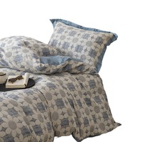 Parure de lit 4 pièces en coton 100% motif tournesol, housse de couette florale de luxe, drap plat et 2 taies d'oreiller incluses