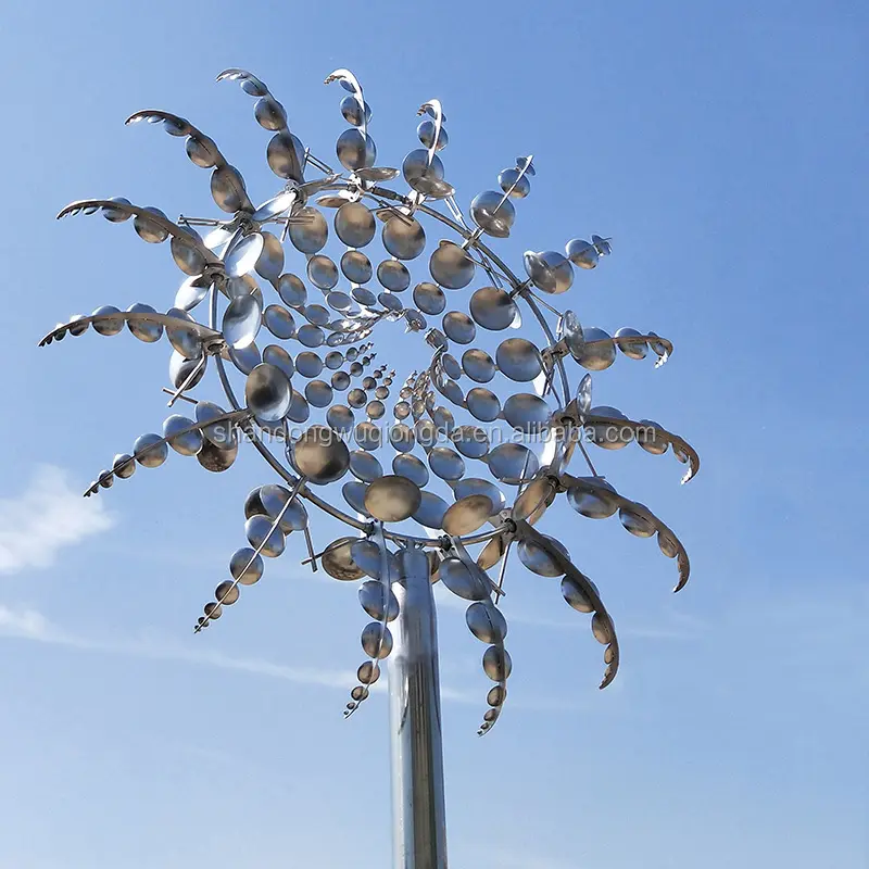 Spinner de viento Vertical de Metal cinético, escultura de acero inoxidable, molino de viento de jardín, Estaca de movimiento perpetuo