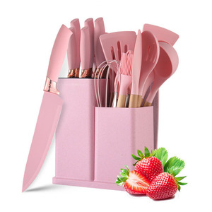 Hot bán New không dính 19 cái Silicone Đồ dùng nấu ăn lưu trữ giá rẻ dụng cụ nhà bếp và nhà bếp Knife Set - Product Image 1