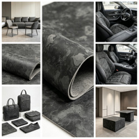Cuir synthétique en silicone à motif marbré, cuir synthétique mat pour sacs, panneaux muraux, rembourrage de chaises, résistant aux taches