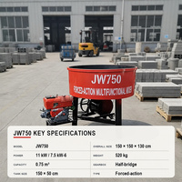 Bétonnière mobile à moteur diesel JW750, 750L, mélangeur de ciment à cuve verticale à bouche plate pour la construction