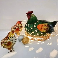 Statue de poule solaire Oniya pour jardin, décoration extérieure en forme de famille de poules, lumière LED, art de la ferme, ornement de pelouse, décoration de patio, jardin, cour