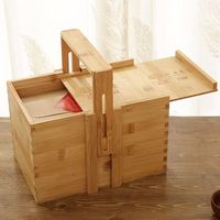 Boîte de rangement à thé en bois massif avec poignée de transport, organisateur de thé à compartiments multiples pour la maison, la salle de thé, ou comme emballage cadeau d'entreprise