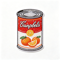Applique de luxe 3D en strass perlés, motif bouteille orange brodée, thermocollante, pour la décoration de vêtements