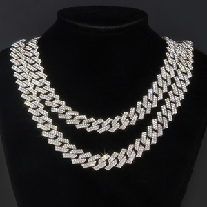 Cadena de eslabones cubanos para hombre, collar cubano de Miami, cadena de oro y plata de 18 quilates, <span class=keywords><strong>cadenas</strong></span> de corte de diamante para hombres y mujeres, joyería de Hip Hop helada de 15mm - Product Image 1
