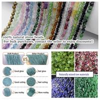 Perles en pierre naturelle à 100 %, tourmaline dégradée, 4 mm, rondes, facettées, perles de pierres précieuses en vrac pour la fabrication de bijoux DIY