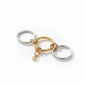 Anillos Impermeables Que No Se Deslustran, Chapados en Oro PVD de 14k y 18k, Anillos Apilables de Acero Inoxidable 316L con Circonita para Mujer - Product Image 6