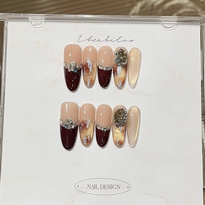 <span class=keywords><strong>Uñas</strong></span> Postizas Francesas Hechas a Mano con Impresión Personalizada, Reutilizables, <span class=keywords><strong>Uñas</strong></span> Artificiales al por Mayor con Caja de Empaque - Product Image 2