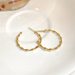 Orecchini a Cerchio in Bambù Audaci per Donne, Orecchini Metallici di Tendenza in Stile Coreano, Regalo - Product Image 6