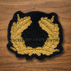 Custom Embroidered Gold Laurel Wreath <b>Sew</b>-On Fabric Patch For Uniform Garment - Product Image 5