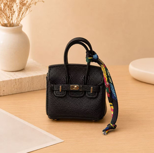 Luxury <b>Mini</b> PU Leather Bag Keychain Openable Portable Storage <b>Pouch</b> Creative Small Coin Purse Bag Pendant Car Key Chains Pendant - Product Image 5