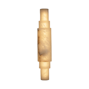 Applique murale LED à colonnes superposées sculptées à la main, <span class=keywords><strong>en</strong></span> <span class=keywords><strong>albâtre</strong></span> naturel et acier inoxydable, pour villas de luxe modernes - Product Image 1