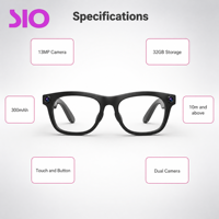 Gafas con Cámara de 13MP, 32GB de Memoria, Control Táctil, Función de Comunicación, Grabación Inteligente, Recargables, para Viajes