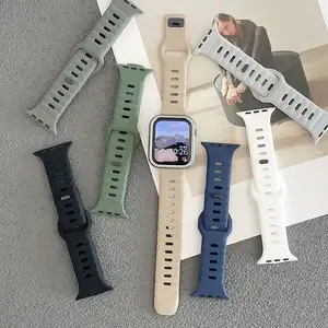 Logotipo personalizado Replacement Wrist Watchband Silicone Smart Appl Watch Strap Band para apple watch 9 8 7 6 5 4 Reverse Buckle Band