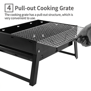 Parrilla Portátil de Carbón Plegable, Barbacoa Compacta de Sobremesa, Pequeña Parrilla Ahumadora con Asa para Camping y Picnic - Product Image 5