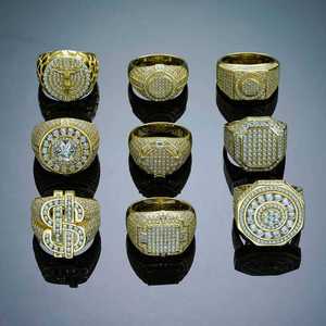 Punk <span class=keywords><strong>Rap</strong></span> Jewelry New Men Gold Color Big Zircon Hip Hop Rings Men Ring glazed Out Italian Silver Rings For Men - Product Image 4