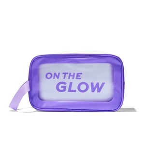 Custom 10inch Waterproof Frosted Purple Makeup <b>Bag</b> Rectangle Wash <b>Toiletry</b> <b>Bag</b> Letter Printing Cosmetic <b>Bag</b> With Handle - Product Image 2