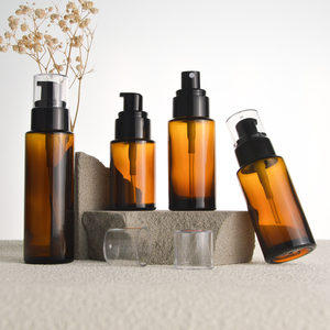 Hot Amber <strong>Glass</strong> Pump <strong>Bottles</strong> Flat Shoulder Refillable Spray <strong>Bottle</strong> for Serum Essential Oil Perfume Lotion <strong>30ml</strong> 40ml 60ml - Product Image 3