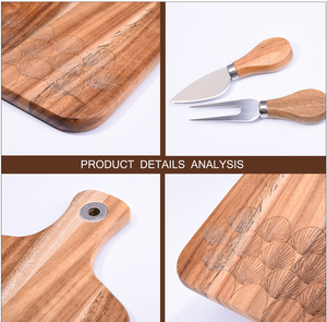 Planche à fromage et ensemble de couteaux en bois d'acacia en gros – Design portable, plateau de découpe en bois naturel avec boîte cadeau – Achat en gros - Product Image 6