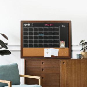 Marco marrón rústico 18 "X 24" Tablón de anuncios Calendario magnético Pizarra Calendario Corkboard Combo - Product Image 6