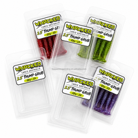 Emballage personnalisé en blister transparent pour leurres de pêche en PET avec autocollant pour leurres de pêche en plastique souple