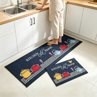 Lot de 2 tapis de cuisine antidérapants et rembourrés, résistants aux taches, lavables, en polyester de épaisseur moyenne, pour évier de cuisine
