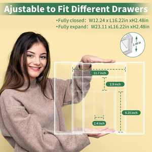 Organisateur <span class=keywords><strong>de</strong></span> <span class=keywords><strong>tiroir</strong></span> <span class=keywords><strong>de</strong></span> cuisine extensible pour couverts et ustensiles, plateau à couverts en acrylique transparent réglable pour <span class=keywords><strong>tiroir</strong></span> <span class=keywords><strong>de</strong></span> bureau - Product Image 4