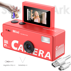 กล้องขนาดเล็ก SourcingArk รุ่น 2000s หน้าจอหมุนได้ ความละเอียด 1080P พร้อมแฟลชในตัว สีแดง พร้อมคลิปหนีบพวงกุญแจและสายคล้องคอ รุ่น LK-030 - Product Image 1