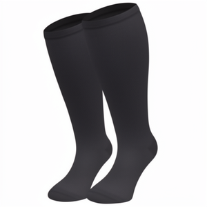 Calcetines deportivos transpirables hasta la rodilla de compresión personalizables al por mayor de Spandex/Poliéster/Algodón con soporte de arco y estampado corporal para fútbol - Product Image 1