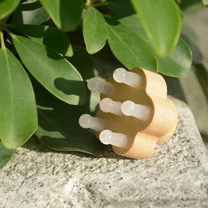 新着ローズクォーツジェイドコームナチュラルエコラックス木製ジェムストーンミニマッサージローラー - Product Image 6