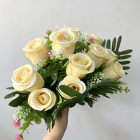 Bouquet de roses artificielles HY22203, 14 têtes, fleurs en soie multicolores pour la décoration de mariage, de maison et de fête