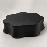 Table basse minimaliste en forme de fleur, moderne, simple, de haute qualité, en bois massif noir, avec rangement