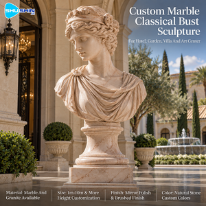 <span class=keywords><strong>Buste</strong></span> classique en marbre romain, <span class=keywords><strong>sculpture</strong></span> en pierre sculptée à la main, portrait personnalisé, décoration pour hôtel, jardin, villa, centre d'art, galerie, hall - Product Image 3