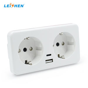 Venta al por mayor Blanco/negro <span class=keywords><strong>de</strong></span> alta calidad 16A 230V enchufes eléctricos Schuko doble 2 Gang USB PD 20W Schuko enchufes <span class=keywords><strong>de</strong></span> pared para tren/metro - Product Image 3