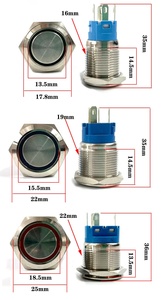 Interrupteurs à <span class=keywords><strong>bouton</strong></span>-poussoir en acier inoxydable étanche 16mm IP65 1NO1NC verrouillage marche/arrêt LED Max. Tension 250v appareil ménager CE - Product Image 4