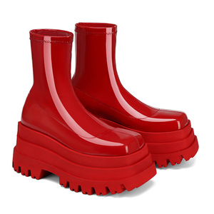Three-layer Women's Thick-soled Shoes New Style Ankle <b>Boots</b>,fashionable Leather Finish,<b>water</b>-resistant One-piece Leather <b>Boots</b> - Product Image 1