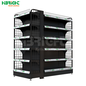 Expositor Metálico Personalizable de 3 Niveles para Tiendas Minoristas, Estantería Góndola de Instalación Rápida y Ligera con Panel Perforado - Product Image 2