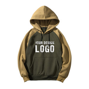 America Casual Patchwork Color Shoulder Oversized Men's Hoodie Customized Printed Plus Fleece Loose Sport Mens Hoodies - Product Image 1