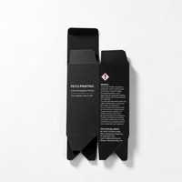 Boîtes d'emballage en papier noir, carton pliable haut avec fond auto-scellant, impression blanche pour emballage de parfums, option de forme personnalisée