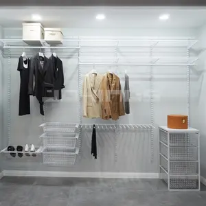 Placard de marche en métal Armable Rail Room vêtements organisateur stockage garde-robe fil étagère étagère système de placard pour chambre