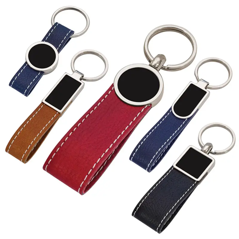 Hochwertige Großhandel Custom PU Lederband Schlüssel anhänger Mode Handgelenk Echtpelz Leder Sublimation Herren Schlüssel bund für Geschenk
