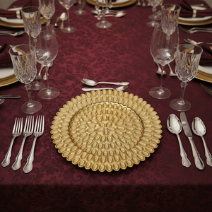 Piatti di Presentazione Rotondi in Plastica PP Dorata di Lusso, Durevoli, da 13 Pollici, con Motivo Personalizzato Pigmentato, Eleganti, per Matrimoni - Vendita all'Ingrosso 2026 - Product Image 3