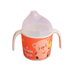 Botella de agua de fibra de bambú con tapa para niños, vaso para beber de 177ML, Pajita de agua aplicable para ebullición de agua