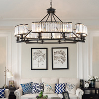 Lustre suspendu pour salon, chambre, villa JYLIGHTING, style moderne américain, luxe, LED, cristal, métal, rectangle, industriel