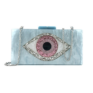 <strong>Solid</strong> <strong>Black</strong> Patchwork Glitter Evil Eye Acrylic PVC Plastic Box Clutches Summer Beach Travel Evening Handbags Women Acrylic <strong>Bags</strong> - Product Image 4