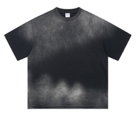 Camiseta de manga corta de gran tamaño 275GSM de alta calidad con logotipo personalizado de tela de algodón ropa de calle cuello redondo para hombre lavado ácido